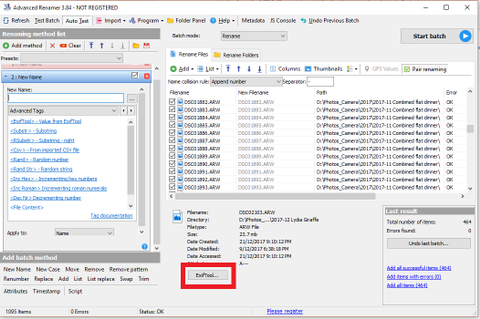 exiftool rename files by date